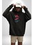 Kırmızı Japon Balığı Kadın Erkek Siyah Kapüşonlu Sweatshirt Hoodie 2