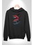 Kırmızı Japon Balığı Kadın Erkek Siyah Kapüşonlu Sweatshirt Hoodie 5