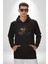 Ay Yıldız Bakır Renk Baykuş Kadın Erkek Siyah Kapüşonlu Sweatshirt Hoodie 3