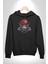 Kırmızı Şapkalı Gözlüklü Maymun Kadın Erkek Siyah Kapüşonlu Sweatshirt Hoodie 5