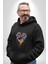 Kalp Damar Renkli Boyalı Kadın Erkek Siyah Kapüşonlu Sweatshirt Hoodie 3