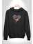 Kalp Damar Renkli Boyalı Kadın Erkek Siyah Kapüşonlu Sweatshirt Hoodie 5