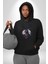 Geyik Kafası Yapraklar Kadın Erkek Siyah Kapüşonlu Sweatshirt Hoodie 1