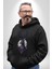 Geyik Kafası Yapraklar Kadın Erkek Siyah Kapüşonlu Sweatshirt Hoodie 3