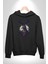 Geyik Kafası Yapraklar Kadın Erkek Siyah Kapüşonlu Sweatshirt Hoodie 4
