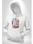 Çiçek Kedi Sulu Boya Kadın Erkek Beyaz Kapüşonlu Sweatshirt Hoodie 5