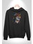 Kızılderili Tilki Kadın Erkek Siyah Kapüşonlu Sweatshirt Hoodie 5