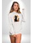 Cadılar Bayramı Kedi Kadın Erkek Beyaz Kapüşonlu Sweatshirt Hoodie 1