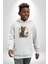 Cadılar Bayramı Kedi Kadın Erkek Beyaz Kapüşonlu Sweatshirt Hoodie 3