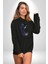 Cadılar Siyah Güller Kadın Erkek Siyah Kapüşonlu Sweatshirt Hoodie 1