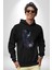 Cadılar Siyah Güller Kadın Erkek Siyah Kapüşonlu Sweatshirt Hoodie 2
