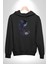 Cadılar Siyah Güller Kadın Erkek Siyah Kapüşonlu Sweatshirt Hoodie 4