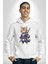 Asyalı Kedi Samuray Savaşcı Kadın Erkek Beyaz Kapüşonlu Sweatshirt Hoodie 5