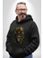 Kurukafa Iskelet Kızılderili Tüy Kartal Şefi Kadın Erkek Siyah Kapüşonlu Sweatshirt Hoodie 3