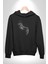 Kedi Bakışı Duygusal Kadın Erkek Siyah Kapüşonlu Sweatshirt Hoodie 2
