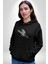 Roket Astronot Kadın Erkek Siyah Kapüşonlu Sweatshirt Hoodie 2