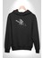 Roket Astronot Kadın Erkek Siyah Kapüşonlu Sweatshirt Hoodie 5