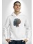 Robot Kafası Kız Kadın Erkek Beyaz Kapüşonlu Sweatshirt Hoodie 4