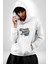 Timsah Renkli Kafası Kadın Erkek Beyaz Kapüşonlu Sweatshirt Hoodie 2