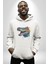 Timsah Renkli Kafası Kadın Erkek Beyaz Kapüşonlu Sweatshirt Hoodie 3