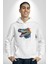 Timsah Renkli Kafası Kadın Erkek Beyaz Kapüşonlu Sweatshirt Hoodie 4