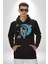 Astronot Uzayda Sıkılmış Kadın Erkek Siyah Kapüşonlu Sweatshirt Hoodie 1