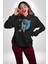 Astronot Uzayda Sıkılmış Kadın Erkek Siyah Kapüşonlu Sweatshirt Hoodie 2