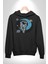 Astronot Uzayda Sıkılmış Kadın Erkek Siyah Kapüşonlu Sweatshirt Hoodie 4