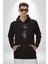 Gezegenler Balon Astronot Yükselişi Kadın Erkek Siyah Kapüşonlu Sweatshirt Hoodie 2
