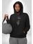 Gezegenler Balon Astronot Yükselişi Kadın Erkek Siyah Kapüşonlu Sweatshirt Hoodie 4