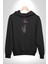 Gezegenler Balon Astronot Yükselişi Kadın Erkek Siyah Kapüşonlu Sweatshirt Hoodie 5