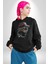 Pilot Çeketli Deri Şapkalı Cool Kedi Kadın Erkek Siyah Kapüşonlu Sweatshirt Hoodie 1