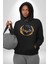 Ejderha Ateşli Top Kadın Erkek Siyah Kapüşonlu Sweatshirt Hoodie 4