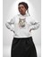 Red Cloud Kedi Hintli Kadın Erkek Beyaz Kapüşonlu Sweatshirt Hoodie 5