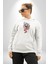 Beyaz ve Kırmızı Yılan Kadın Erkek Beyaz Kapüşonlu Sweatshirt Hoodie 1