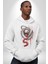 Beyaz ve Kırmızı Yılan Kadın Erkek Beyaz Kapüşonlu Sweatshirt Hoodie 2