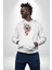 Beyaz ve Kırmızı Yılan Kadın Erkek Beyaz Kapüşonlu Sweatshirt Hoodie 5