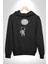 Astronot Ay Balon Kadın Erkek Siyah Kapüşonlu Sweatshirt Hoodie 4