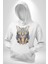 Kulaklık Kedi Kadın Erkek Beyaz Kapüşonlu Sweatshirt Hoodie 4