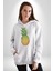 Ananas Meyve Kadın Erkek Beyaz Kapüşonlu Sweatshirt Hoodie 1