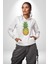 Ananas Meyve Kadın Erkek Beyaz Kapüşonlu Sweatshirt Hoodie 4