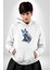 Mavi Beyaz Ateşli Kurt Kadın Erkek Beyaz Kapüşonlu Sweatshirt Hoodie 4