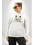 Panda Mandala Kadın Erkek Beyaz Kapüşonlu Sweatshirt Hoodie 4
