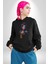 Süper Robot Kız Sulu Boya Kadın Erkek Siyah Kapüşonlu Sweatshirt Hoodie 2