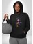 Süper Robot Kız Sulu Boya Kadın Erkek Siyah Kapüşonlu Sweatshirt Hoodie 3