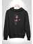 Süper Robot Kız Sulu Boya Kadın Erkek Siyah Kapüşonlu Sweatshirt Hoodie 4