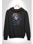 Kızlar Modası Dövme Çiçek Kadın Erkek Siyah Kapüşonlu Sweatshirt Hoodie 4