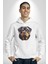 Rottweiler Kafası Kadın Erkek Beyaz Kapüşonlu Sweatshirt Hoodie 4