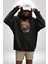 Hayvan Kedi Sanat Potre Kadın Erkek Siyah Kapüşonlu Sweatshirt Hoodie 2