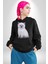 Beyaz Yavru Kedi Kadın Erkek Siyah Kapüşonlu Sweatshirt Hoodie 5